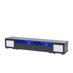 Black 82-Inch TV Stand with Push-Open Doors and LED for TVs up to 90 Inches