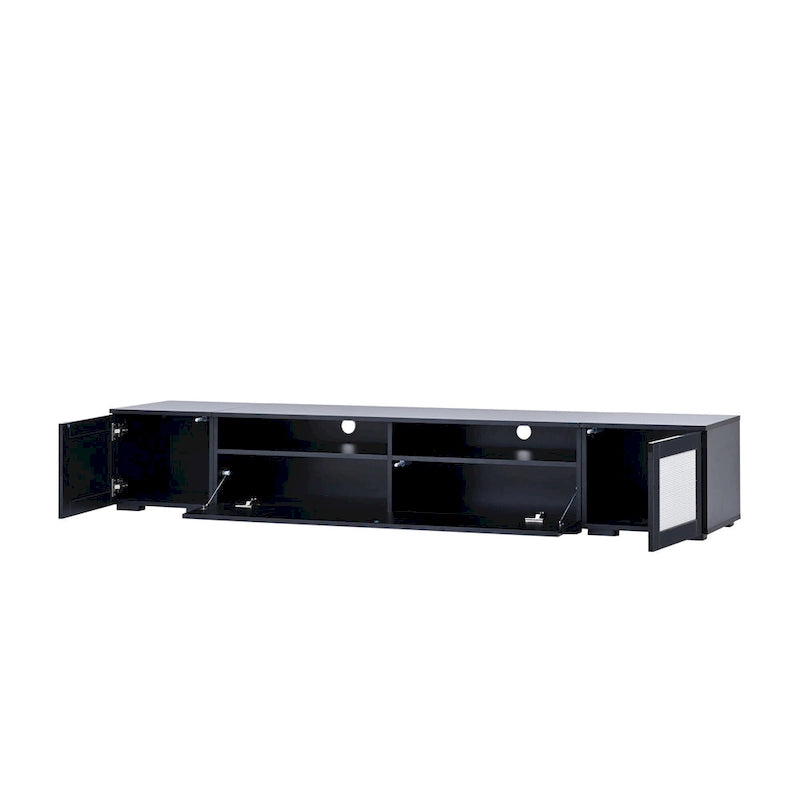Black 82-Inch TV Stand with Push-Open Doors and LED for TVs up to 90 Inches