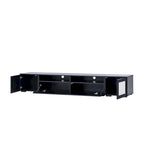 Black 82-Inch TV Stand with Push-Open Doors and LED for TVs up to 90 Inches