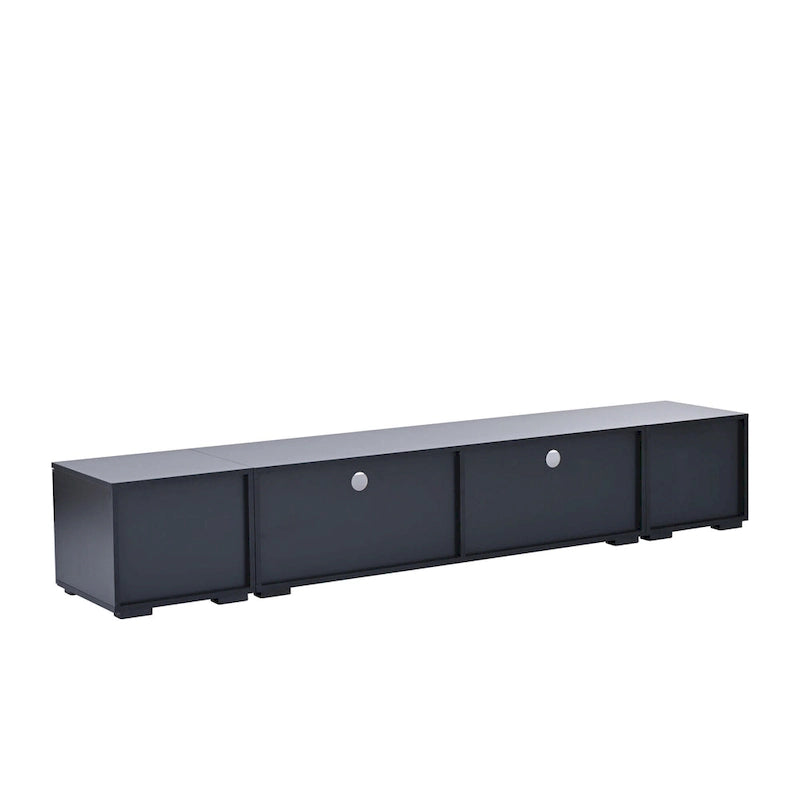 Black 82-Inch TV Stand with Push-Open Doors and LED for TVs up to 90 Inches