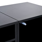 Black 82-Inch TV Stand with Push-Open Doors and LED for TVs up to 90 Inches