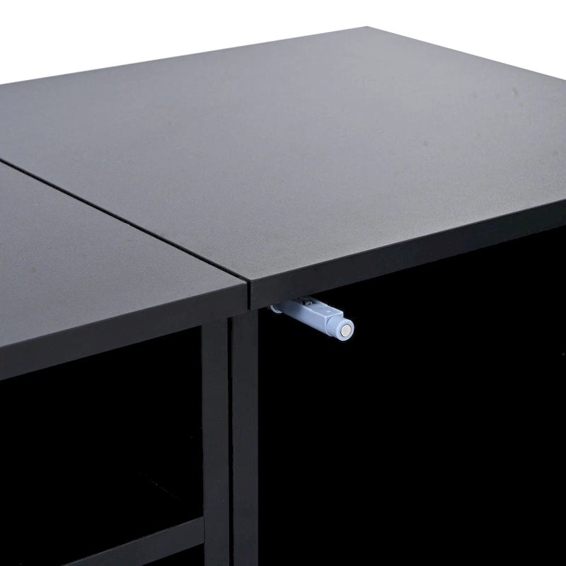 Black 82-Inch TV Stand with Push-Open Doors and LED for TVs up to 90 Inches