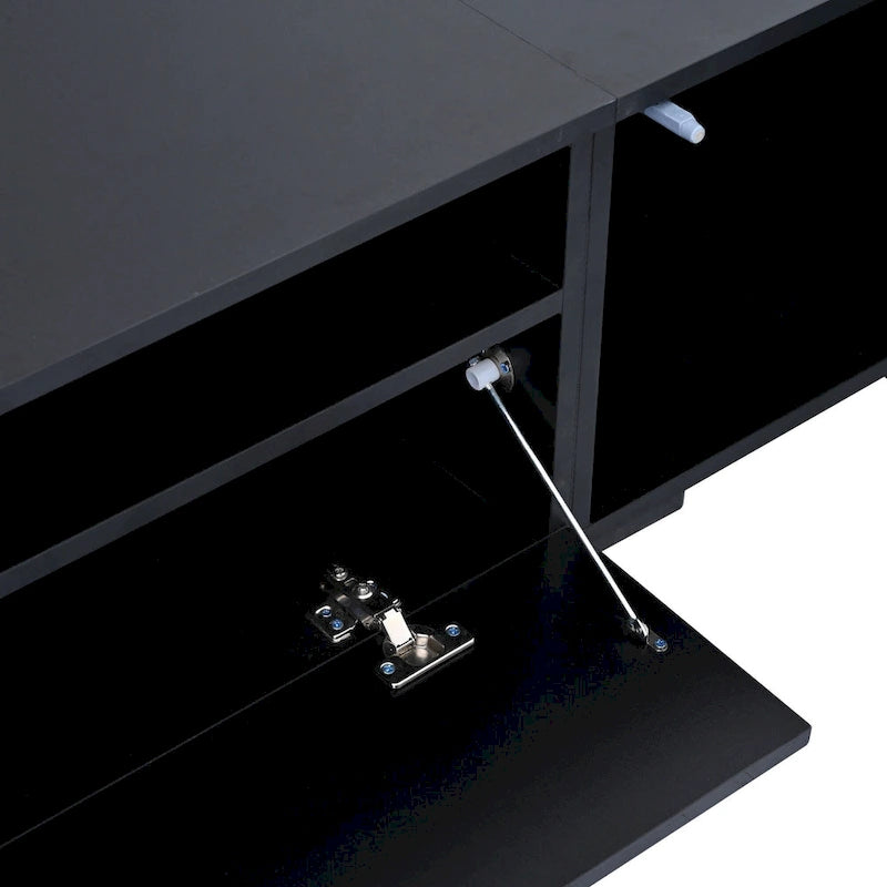 Black 82-Inch TV Stand with Push-Open Doors and LED for TVs up to 90 Inches