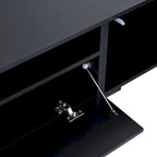 Black 82-Inch TV Stand with Push-Open Doors and LED for TVs up to 90 Inches