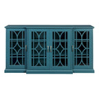 Teal Blue Modern 62 TV Stand with Large Top and 6 Shelves
