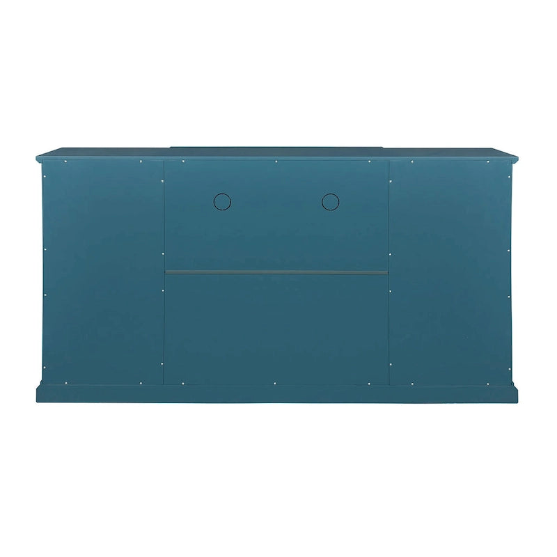 Teal Blue Modern 62 TV Stand with Large Top and 6 Shelves