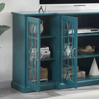 Teal Blue Modern 62 TV Stand with Large Top and 6 Shelves