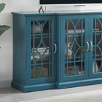 Teal Blue Modern 62 TV Stand with Large Top and 6 Shelves
