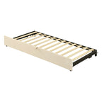 Beige Upholstered Twin Daybed with Pop-Up Trundle