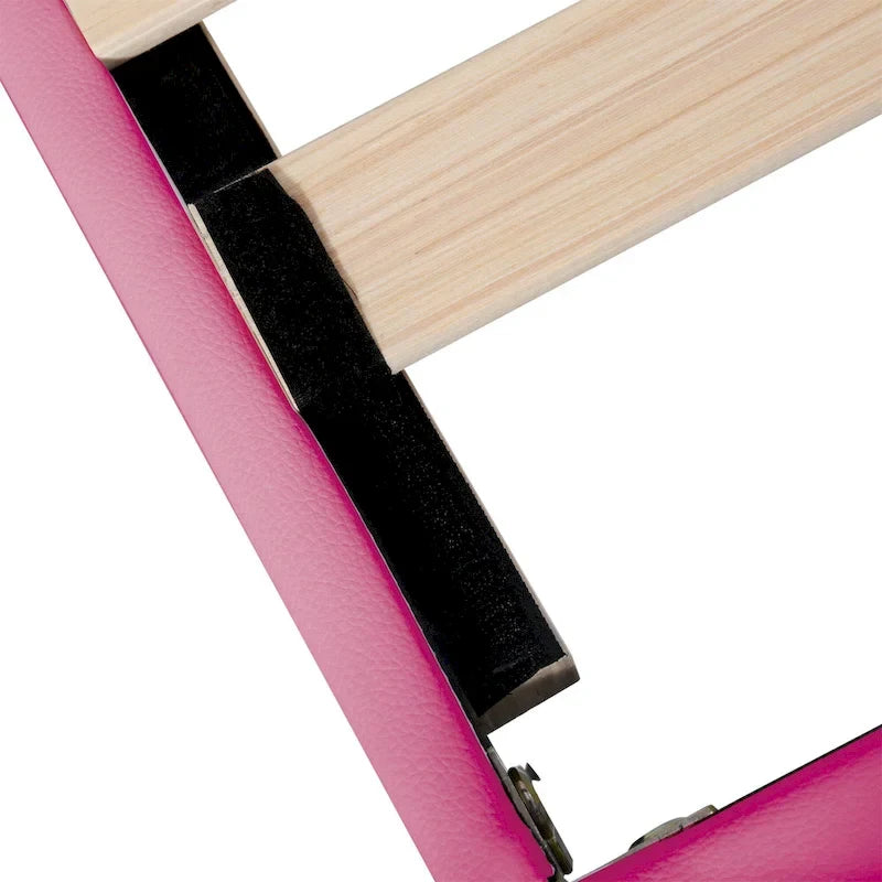 Pink Full Size LED Crown Headboard Platform Bed: Constructed with MDF, Plywood, PU, Metal, Bearing 600LBS