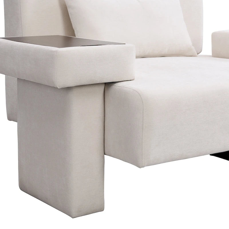 Polyester Oversized Armchair with Storage Asymmetrical Armrest and Modern Mid-Century Chair, 225lb Capacity