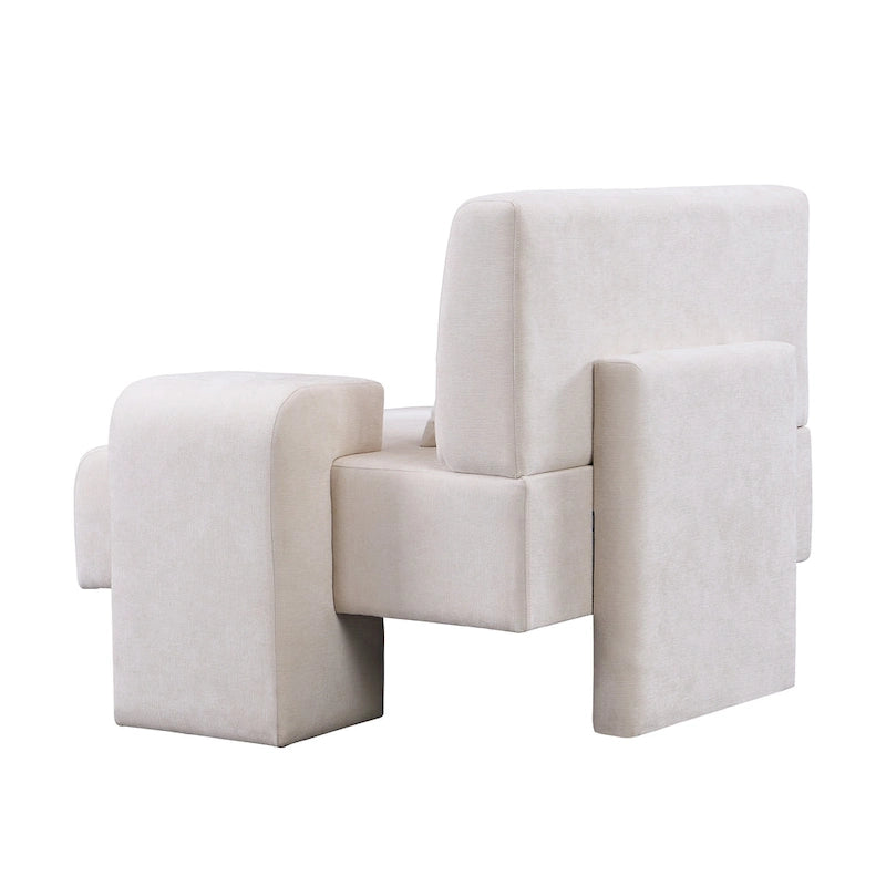 Polyester Oversized Armchair with Storage Asymmetrical Armrest and Modern Mid-Century Chair, 225lb Capacity