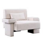 Polyester Oversized Armchair with Storage Asymmetrical Armrest and Modern Mid-Century Chair, 225lb Capacity