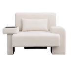 Polyester Oversized Armchair with Storage Asymmetrical Armrest and Modern Mid-Century Chair, 225lb Capacity