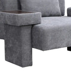 Polyester Oversized Armchair with Storage Asymmetrical Armrest and Modern Mid-Century Chair, 225lb Capacity