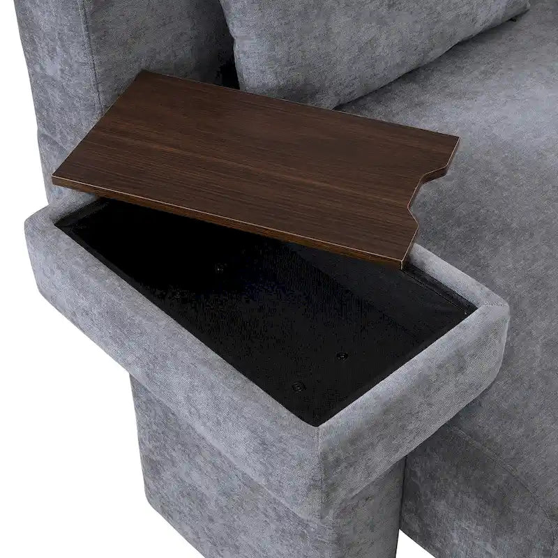 Polyester Oversized Armchair with Storage Asymmetrical Armrest and Modern Mid-Century Chair, 225lb Capacity