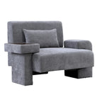 Polyester Oversized Armchair with Storage Asymmetrical Armrest and Modern Mid-Century Chair, 225lb Capacity