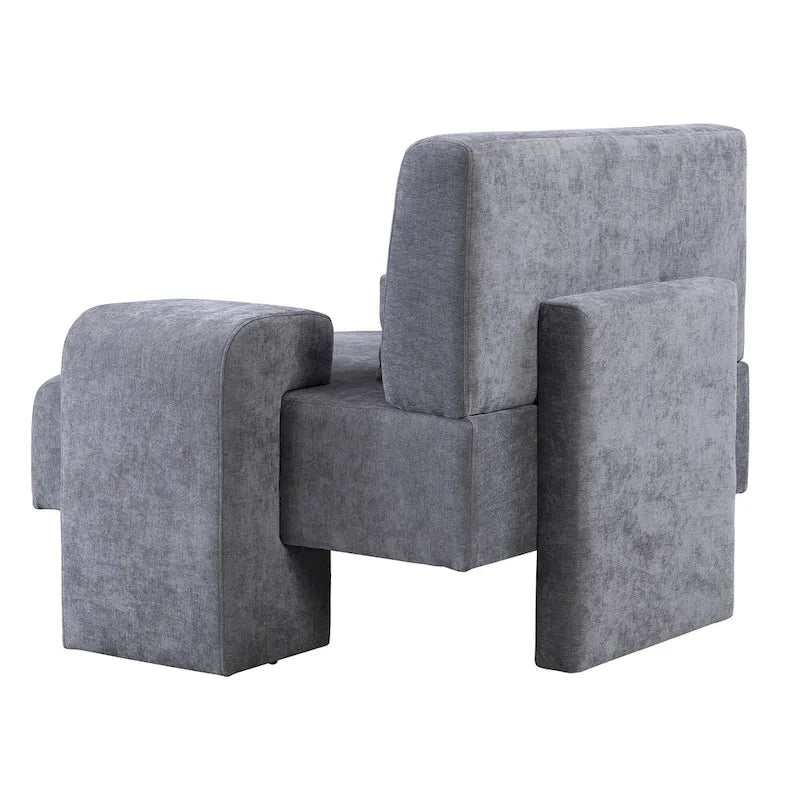 Polyester Oversized Armchair with Storage Asymmetrical Armrest and Modern Mid-Century Chair, 225lb Capacity