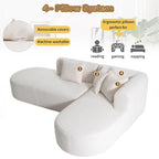 107.5 Polyester 4-Seat Corner Sofa with Curved Design and Wide Stitching