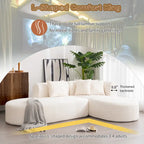 107.5 Polyester 4-Seat Corner Sofa with Curved Design and Wide Stitching