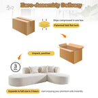 107.5 Polyester 4-Seat Corner Sofa with Curved Design and Wide Stitching