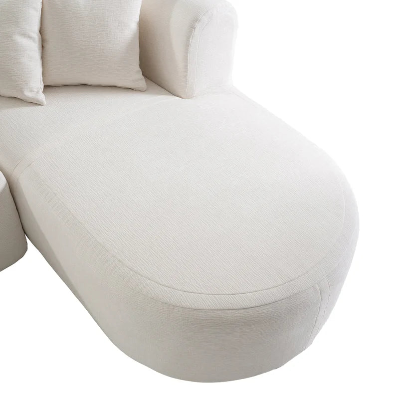 107.5 Polyester 4-Seat Corner Sofa with Curved Design and Wide Stitching