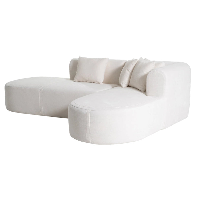 107.5 Polyester 4-Seat Corner Sofa with Curved Design and Wide Stitching