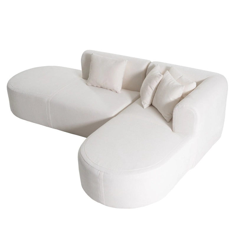 107.5 Polyester 4-Seat Corner Sofa with Curved Design and Wide Stitching