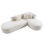 107.5 Polyester 4-Seat Corner Sofa with Curved Design and Wide Stitching