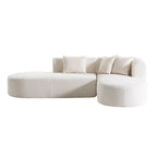 107.5 Polyester 4-Seat Corner Sofa with Curved Design and Wide Stitching