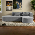 107.5 Polyester 4-Seat Corner Sofa with Curved Design and Wide Stitching