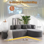 107.5 Polyester 4-Seat Corner Sofa with Curved Design and Wide Stitching