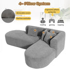 107.5 Polyester 4-Seat Corner Sofa with Curved Design and Wide Stitching