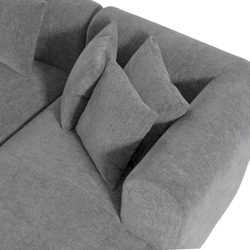 107.5 Polyester 4-Seat Corner Sofa with Curved Design and Wide Stitching