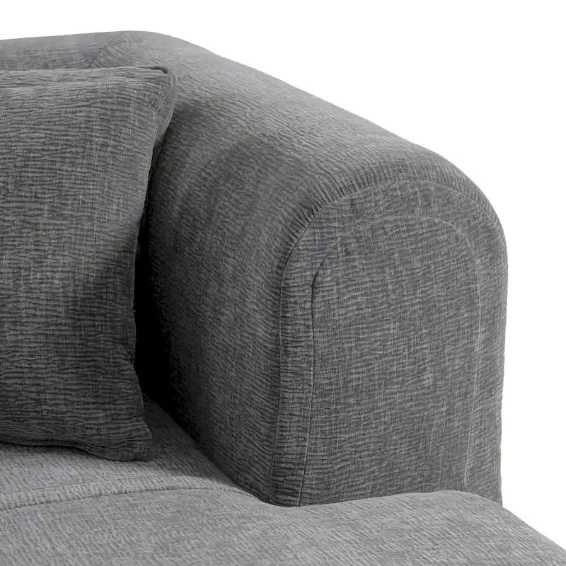 107.5 Polyester 4-Seat Corner Sofa with Curved Design and Wide Stitching