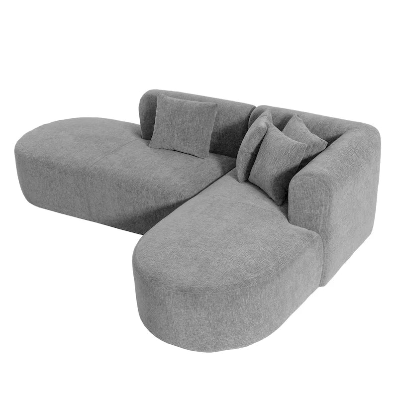 107.5 Polyester 4-Seat Corner Sofa with Curved Design and Wide Stitching