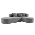 107.5 Polyester 4-Seat Corner Sofa with Curved Design and Wide Stitching