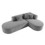 107.5 Polyester 4-Seat Corner Sofa with Curved Design and Wide Stitching