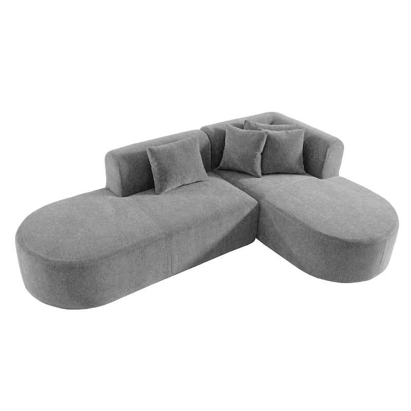 107.5 Polyester 4-Seat Corner Sofa with Curved Design and Wide Stitching