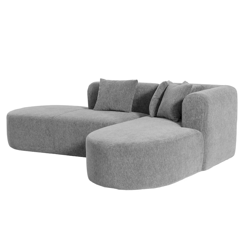107.5 Polyester 4-Seat Corner Sofa with Curved Design and Wide Stitching