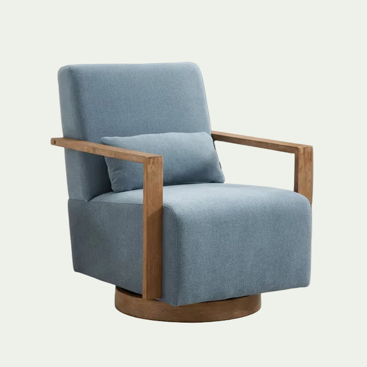30.31 Linen Blend Upholstered Swivel Accent Chair