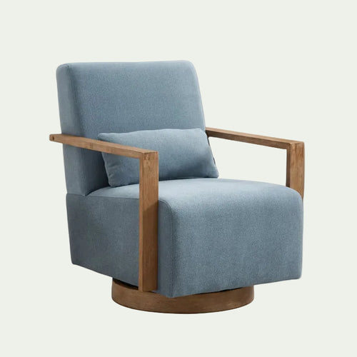 30.31 Linen Blend Upholstered Swivel Accent Chair
