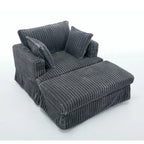 Dark Gray Modern 47.8 Upholstered Oversized Chaise Longue Chair with Ottoman and Pillows