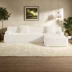110 Faux Fur Cloud 3-Seater L-Shaped Sectional Sofa with Two Included Throw Pillows