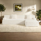 110 Faux Fur Cloud 3-Seater L-Shaped Sectional Sofa with Two Included Throw Pillows