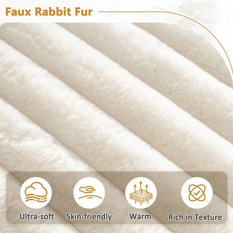 110 Faux Fur Cloud 3-Seater L-Shaped Sectional Sofa with Two Included Throw Pillows