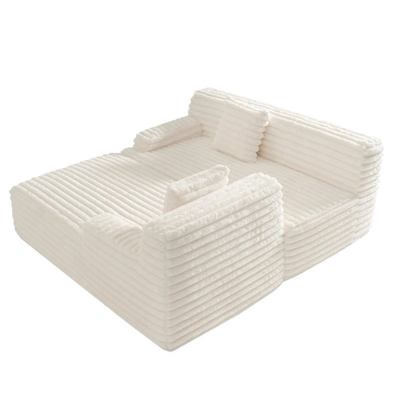 110 Faux Fur Cloud 3-Seater L-Shaped Sectional Sofa with Two Included Throw Pillows