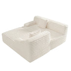 110 Faux Fur Cloud 3-Seater L-Shaped Sectional Sofa with Two Included Throw Pillows