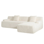 110 Faux Fur Cloud 3-Seater L-Shaped Sectional Sofa with Two Included Throw Pillows