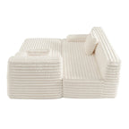 110 Faux Fur Cloud 3-Seater L-Shaped Sectional Sofa with Two Included Throw Pillows